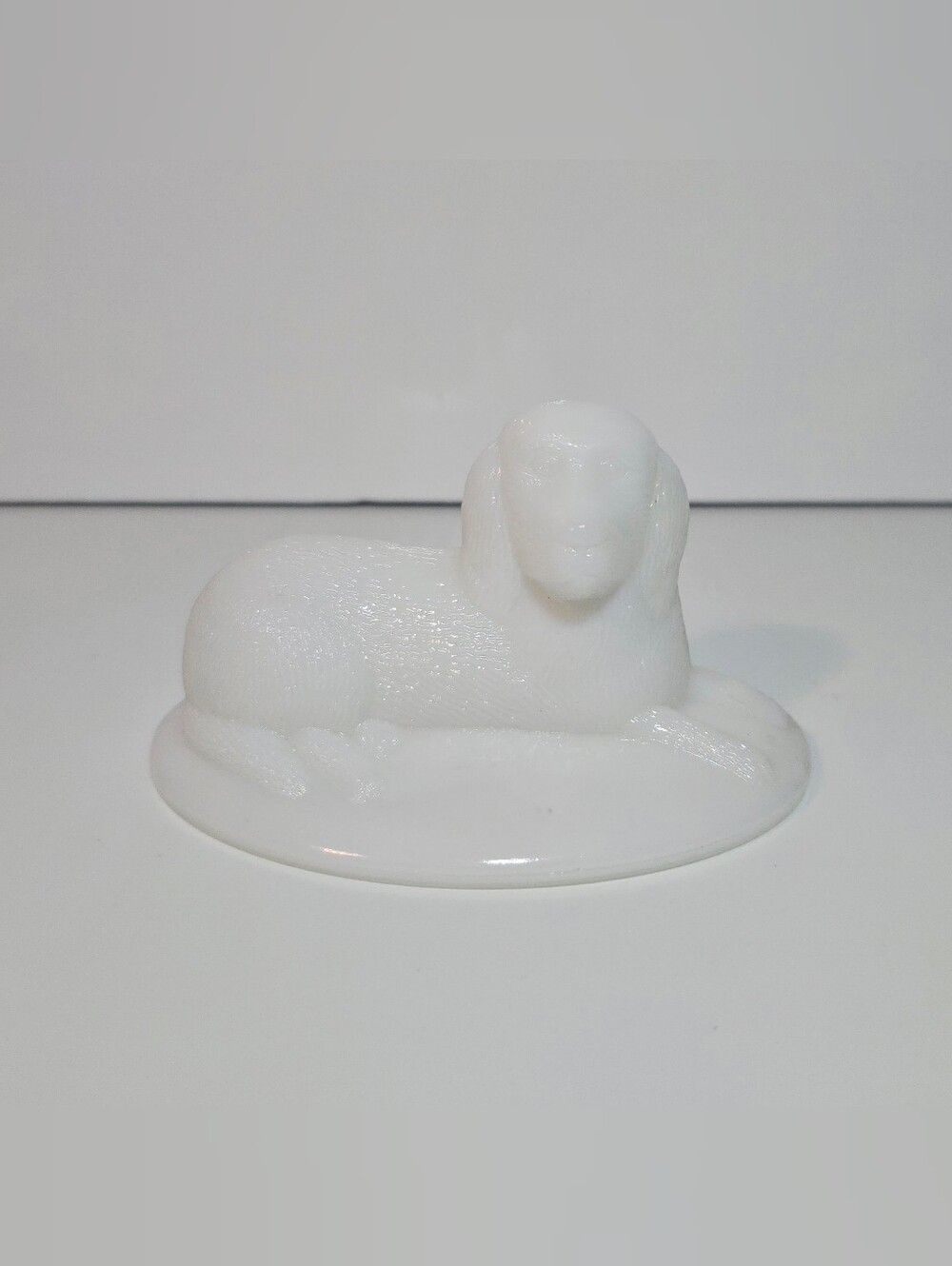 Westmoreland White Milk Glass Dog Figure Vintage Collectible Glassware Lid Only